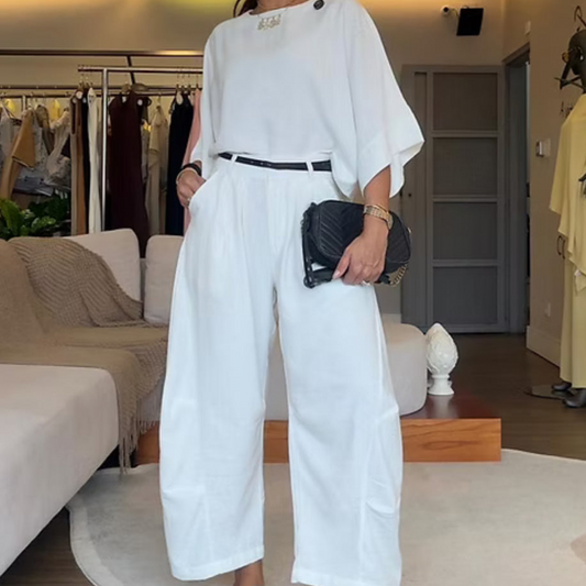 💖Dames Loose-Fit Top & Broek Set – elegant, comfortabel & tijdloos✨