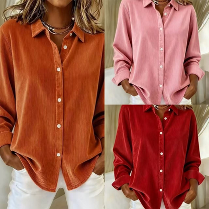💥 Tijdelijke aanbieding! Dames Casual Overhemd met Lange Mouwen – Zachte Textuur & Relaxte Pasvorm 💕