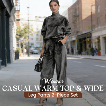 📢 50% KORTING ✨ Dames Warme Top & Wide Leg Broek Set 👚 Comfortabele Pasvorm, Zachte Stof & Trendy Casual Look