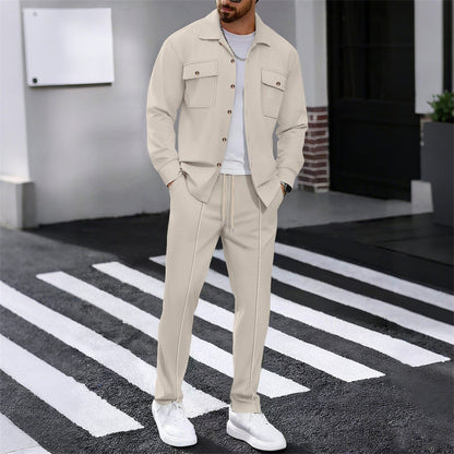 🔥 Tijdelijke Aanbieding ✨ Heren Wafel Gebreide Jas & Broek Set 👕👖 Ademend Comfort, Ontspannen Pasvorm & Moderne Casual Look