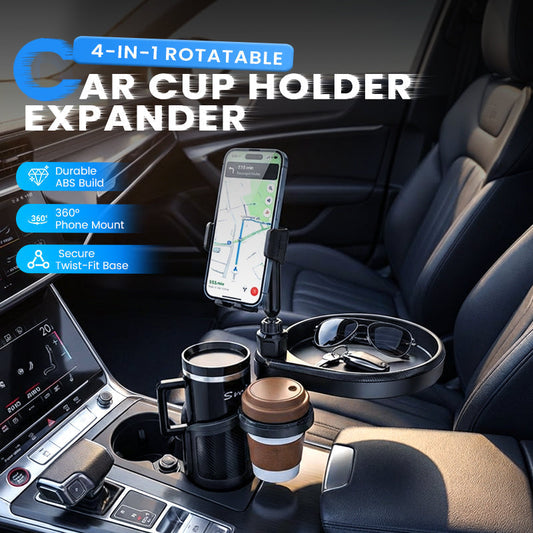 🔥GROOT KORTING! 4-in-1 Autobekerhouder met Draaibare Telefoonhouder & Dienblad🚗