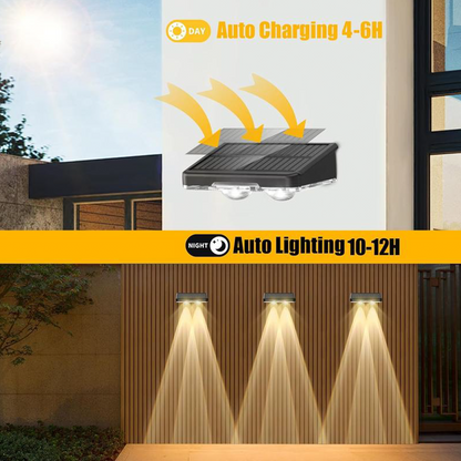 ✨ TOP GADGET 🌿1+1 GRATIS💡Solar LED Wandlamp voor Buiten | Draadloze Tuinverlichting met Sensor | RGB & Warm Wit | Weerbestendig