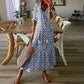 🔥50K+ VERKOCHT | 50% KORTING🌼Boho Maxi Jurk V-hals ADEMENDE KWALITATIEVE MENGSTOF
