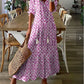 🔥50K+ VERKOCHT | 50% KORTING🌼Boho Maxi Jurk V-hals ADEMENDE KWALITATIEVE MENGSTOF