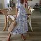 🔥50K+ VERKOCHT | 50% KORTING🌼Boho Maxi Jurk V-hals ADEMENDE KWALITATIEVE MENGSTOF