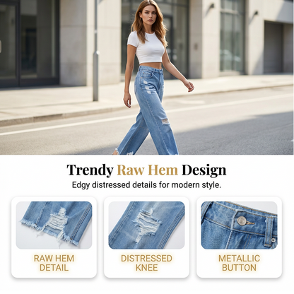 🔥Grote korting 50%! Hoogtalgige wijde jeans, comfortabel en ademend + slank en lang lijken✨