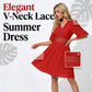 ✨50% KORTING｜Dames Zomerjurk👗V-hals Kant Ademend Licht Comfortabel