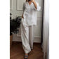 🥳50% KORTING NU💞 Dames V-hals knoop katoen-linnen set, los ademend slank makend veelzijdig tweedelig pakket👗