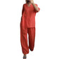 🥳50% KORTING NU💞 Dames V-hals knoop katoen-linnen set, los ademend slank makend veelzijdig tweedelig pakket👗