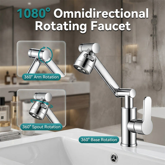 🌞Fris De Lente In Met 50% Korting!🚰1080° Draaibare Wastafelkraan met Twee Waterstanden – Spatvrij, Flexibel en Stijlvol