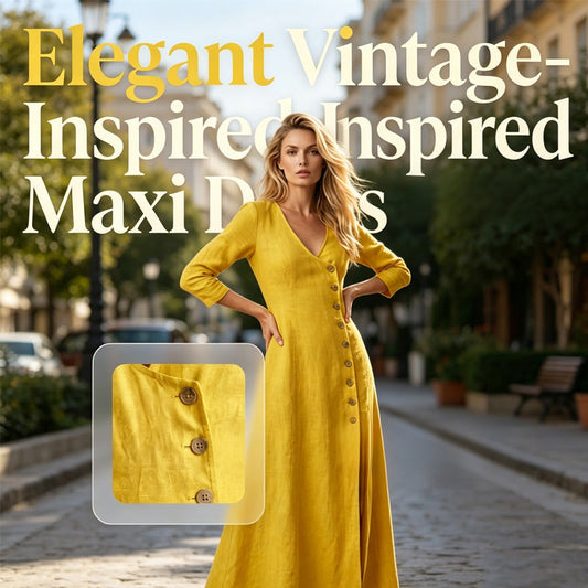 👗50% KORTING Vintage maxijurk, asymmetrische knopen & hoge split