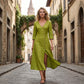 👗50% KORTING Vintage maxijurk, asymmetrische knopen & hoge split
