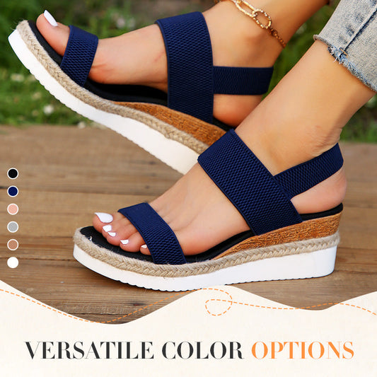 🔥HALVE PRIJS👡Dames sandalen met elastische banden, dikke wigzool & goede grip