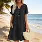 ✨TOP VERKOOP👗Effen casual jurk met zijzakken, geen strakke pasvorm in het dagelijks leven