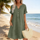 ✨TOP VERKOOP👗Effen casual jurk met zijzakken, geen strakke pasvorm in het dagelijks leven