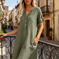 ✨TOP VERKOOP👗Effen casual jurk met zijzakken, geen strakke pasvorm in het dagelijks leven