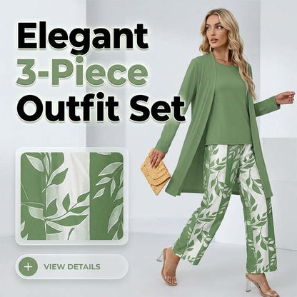 💥💥GROTE UITVERKOOP👗 3-delige set met bladprint, ademende stof voor werk & vrije tijd