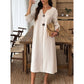 👗50% KORTING Dames V-hals jurk, ademende stof & oprolbare mouwen