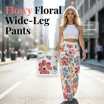 💥50% KORTING Bloemenprint palazzo broek, elastische taille, ademend & ruim assortiment maten! 🌸