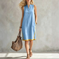 💙💥50% KORTING Zomerjurk V-hals met knopen, ademend & luchtig voor warme dagen
