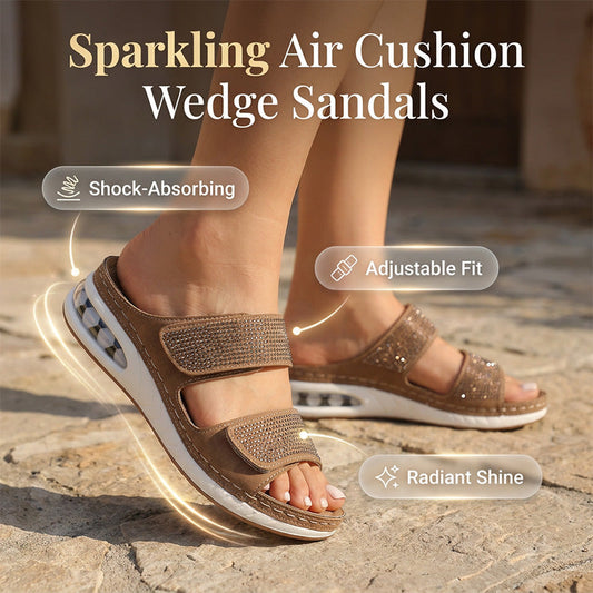 ⏰ TIJDELIJKE KORTING✨Sleehak sandalen met strass, luchtkussen & verstelbare bandjes