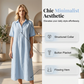 ⏰TIJDELIJK KORTING👗🌿Linnenmix midi shirtjurk V-hals losse pasvorm voor warme dagen
