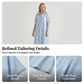 ⏰TIJDELIJK KORTING👗🌿Linnenmix midi shirtjurk V-hals losse pasvorm voor warme dagen