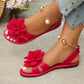 ⏰ TIJDELIJKE KORTING💃 Bloemdetail sandalen, plat model met metalen enkelband🌸