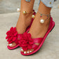 ⏰ TIJDELIJKE KORTING💃 Bloemdetail sandalen, plat model met metalen enkelband🌸