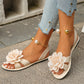 ⏰ TIJDELIJKE KORTING💃 Bloemdetail sandalen, plat model met metalen enkelband🌸