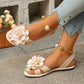 ⏰ TIJDELIJKE KORTING💃 Bloemdetail sandalen, plat model met metalen enkelband🌸