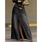 ⏳TIJDELIJKE AANBIEDING 👗 Denim Maxi Rok | Asymmetrisch met split & dubbele tailleband