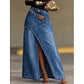 ⏳TIJDELIJKE AANBIEDING 👗 Denim Maxi Rok | Asymmetrisch met split & dubbele tailleband
