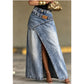 ⏳TIJDELIJKE AANBIEDING 👗 Denim Maxi Rok | Asymmetrisch met split & dubbele tailleband