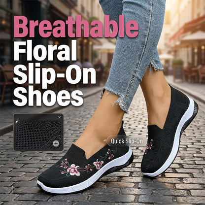 🌸💥 50% KORTING! Instapschoenen met borduur, antislip & vetersloos, voor senioren