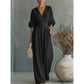 Jumpsuit met V-hals, hoge taille en wijde pijpen voor dames