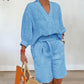 💥 Knallende Deal -50% 💃 Zomer 2-delige Set | V-hals & High Waist Shorts | Comfortabele & Flatterende Pasvorm 👗✨