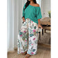 Tweedelige set voor dames: top met blote schouders en broek met print