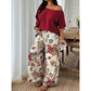 Tweedelige set voor dames: top met blote schouders en broek met print