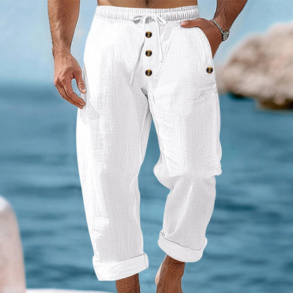 🔥TIJDELIJK KORTING Heren linnen broek losse pasvorm ademend verstelbare taille👖🌿