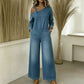 🔥50K+ VERKOCHT | HALVE PRIJS💙 Asymmetrische Denim Jumpsuit 🧵Zacht rekbaar, wijde pijpen