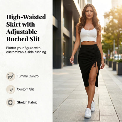 🔥TIJDELIJK 50% KORTING 42K+ VERKOCHT🐆Hoge Taille Rok Trekkoord Split Kwalitatieve Mengstof S-2XL