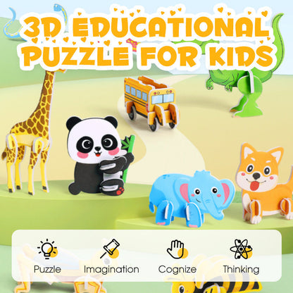 🔥50K+ VERKOCHT | 50% KORTING🧩3D Kinderpuzzel 100 Ontwerpen Veilig Karton Leren Spelen