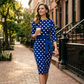 🔥 Tijdelijke aanbieding Retro polka-dot jurk met tailleaccent💃 contrasterende ceintuur + zandloper figuurvormend design✨