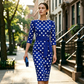 🔥 Tijdelijke aanbieding Retro polka-dot jurk met tailleaccent💃 contrasterende ceintuur + zandloper figuurvormend design✨