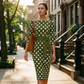 🔥 Tijdelijke aanbieding Retro polka-dot jurk met tailleaccent💃 contrasterende ceintuur + zandloper figuurvormend design✨