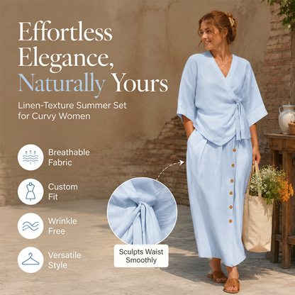 💥LAATSTE KANS 50% KORTING🌼 Dames 2-delige linnenlook set, geen zweet en slank model