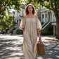 ✨TOP VERKOOP👗 Off-shoulder zomerjurk losse pasvorm discrete zakken voor feest en daguitje
