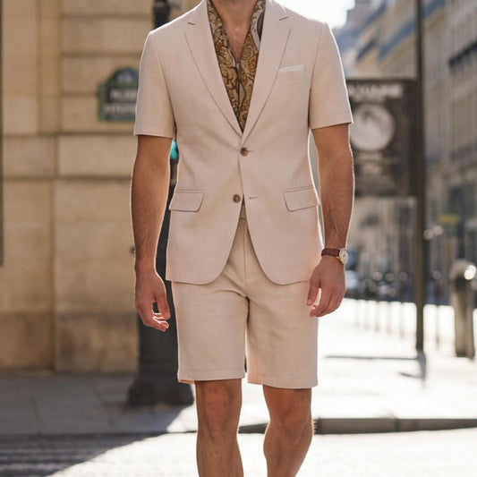 🏆TOP VERKOOP 🎩 Tijdelijk gratis verzending 🤵 Tweedelige blazer short set kreukbestendige mengstof✨ Korte mouw, geschikt voor werk en feesten