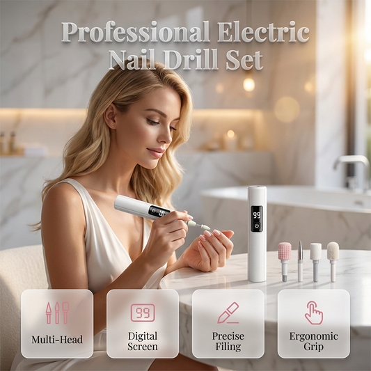 🔥50% KORTING + 50K+ VERKOCHT💅 Digitale nagelboorset 4 opzetstukken ergonomisch precies polijsten thuis
